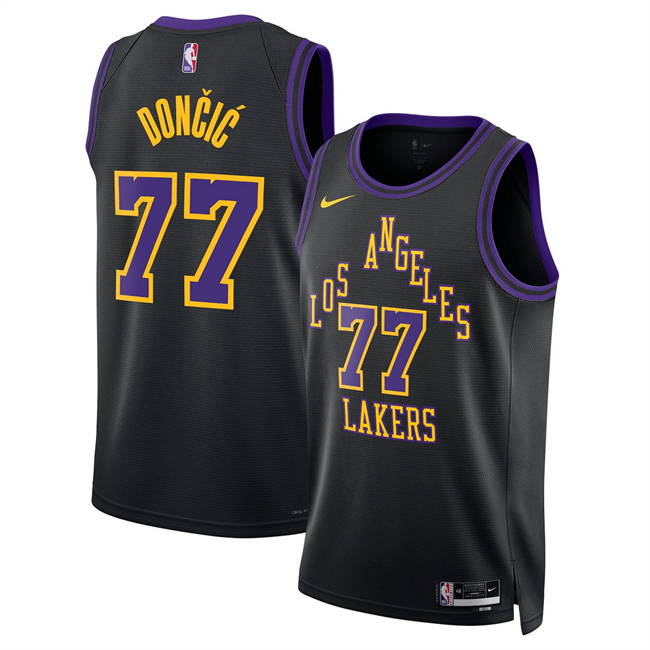 Men's Black Los Angeles Lakers #77 Luka Dončić 2025/26 City Edition Stitched Basketball Jersey